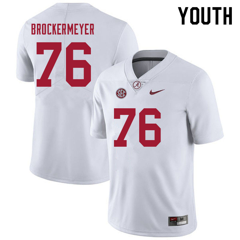 Alabama Crimson Tide Youth Tommy Brockermeyer #76 White NCAA Nike Authentic Stitched 2021 College Football Jersey UT16K72MT